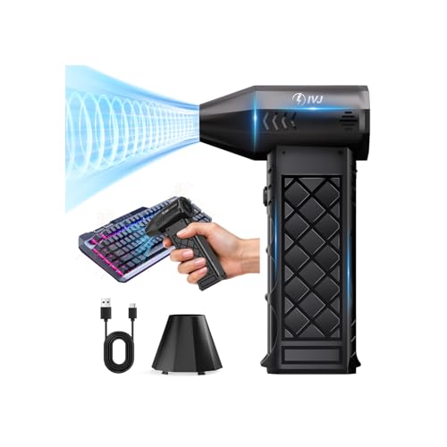 IVJ Soplador De Hojas 130 000 RPM, 4 Velocidades, Soplador Eléctrico Con Motor Sin Escobillas, Soplador Eléctrico a Batería Para Teclado, Hogar y Exteriores. Ideal Para Inflables y Regalo