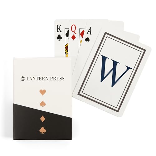 Lantern Press Monogram, Estate, Gray and Blue, W (52 Playing Cards, Poker Size Card Deck with Jokers)