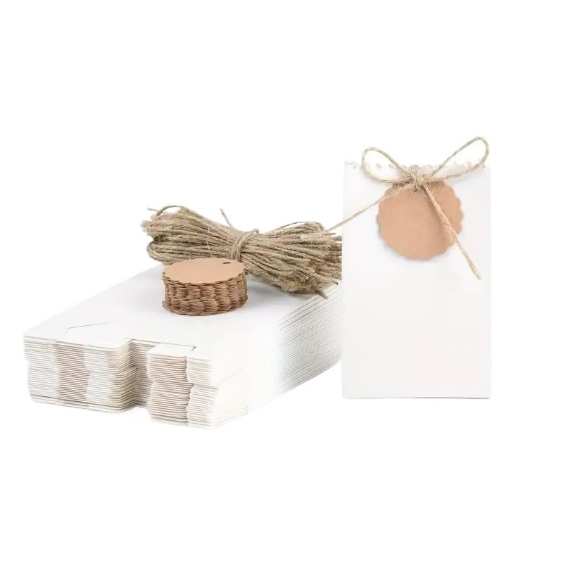 Boite Dragees Bapteme Boîtes en papier kraft for mariage, décoration de fête d'anniversaire, fournitures for petites entreprises, boîte d'emballage, 10/30/50 pièces(WHITE,50pcs)