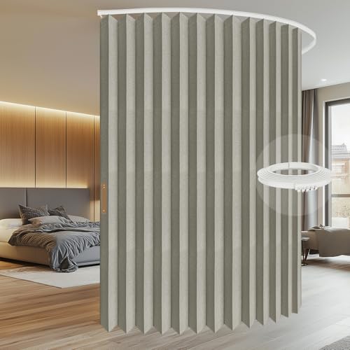 Image of Room Divider Curtain Sets with Flexible Ceiling Track, Privacy Soundproof Curtain for Bedroom Office Patio Sliding Door(Grey, W100 x L84, 1 Pack)