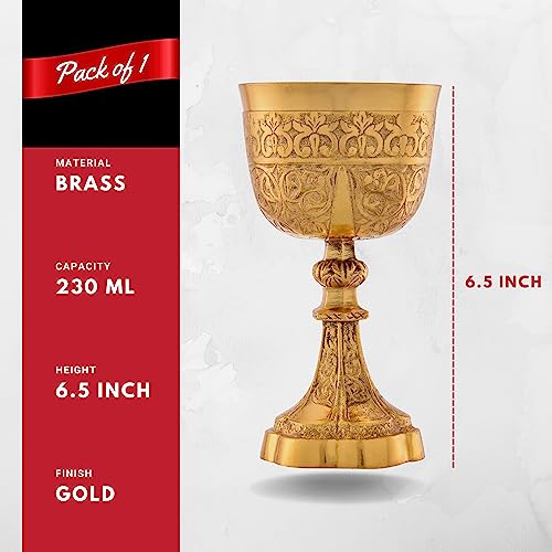 2-Pack Vintage Brass Chalice Goblets | Handmade Golden Retro Ornaments For Home Decor, Travel, Collection (Pumpkin Golden)