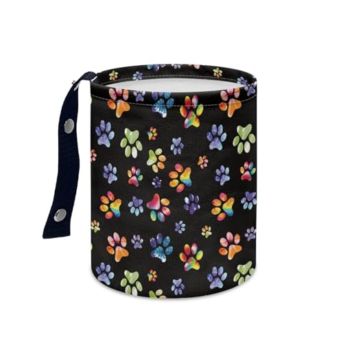 Image of Colorful Paws Car Rubbish Bag Can Reusable Hanging Auto Garbage Organization Can Bin with Adjustable Strap for Camping