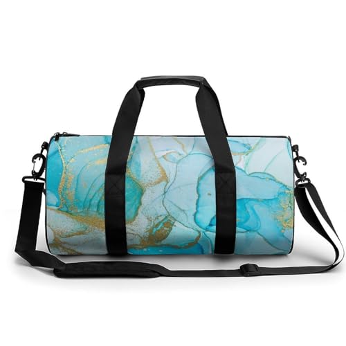 Sac de voyage sac week-end bleu et feuille d'or pratique pour le camping