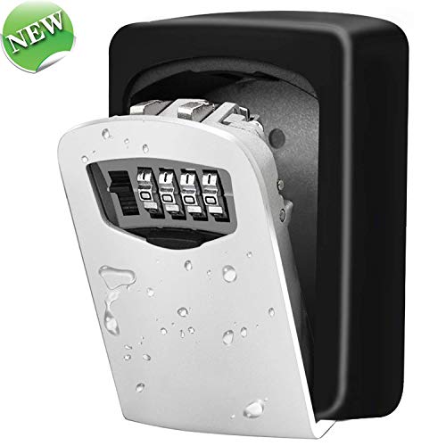 Lanboo Key Lock Box [US Company] Waterproof Wall Mount Lock Box, Combination Key Safe Storage, Zinc Alloy Lock Box for House Keys, 5 Key Capacity, for Airbnb Home School House Spare Keys Wall Safe
