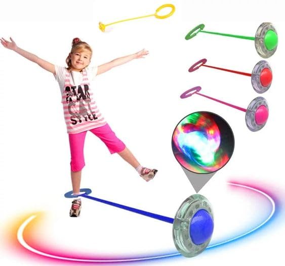 Wizme Flashing Jumping Ring Children Colorful Ankle Skip Jump Ropes Sports Swing Ball for Kids Boys Girls Toy (B08LT8NG3N) Amazon Price History, Amazon Price Tracker