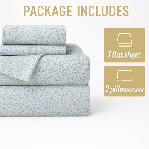 Image of Cottington Lane King Size Printed Bedsheet - Garden Bloom Design | 102x108 Inches | Microfiber with 2 Pillow Covers - Breathable, Wrinkle-Free & Skin-Friendly