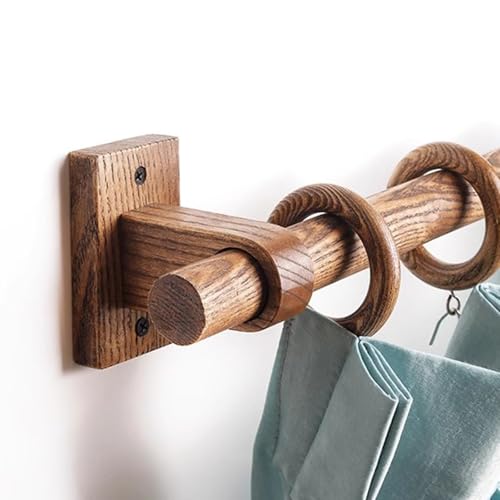 Bastone per tenda in legno color noce, ideale per camera da letto e soggiorno, lunghezza 180 cm, con accessori per tende e staffe