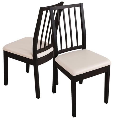 Image of YISUN Waterproof Chair Seat Covers Set of 4, Pu Leather Dining Room Chair Covers, Stretch Chair Cover for Dining Room Chair Protector Slipcover for Kitchen, Hotel (4, Pu Pale Beige)