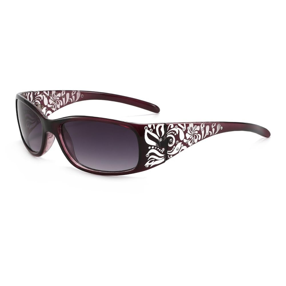 hermaner Rectangular Sunglasses Womens UV400 Protection Thick Flower Print Temples Gradient Lenses Luxury Ladies Sun Glasses Personality Sunnies Outdoor Street Party Travel