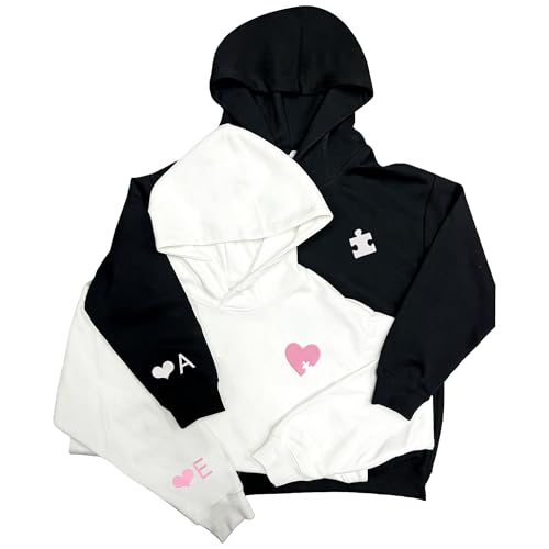GMDLSK Sweat à Capuche pour Couple Personnalisé - Broderie Cœur et Puzzle avec Initiales - Pulls Assortis pour Lui et Elle - Cadeau pour Saint-Valentin &...