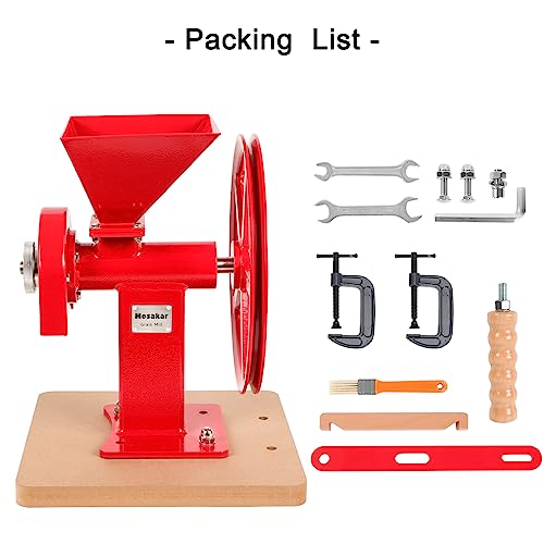 Mosakar MHCGM-RED Hand Crank Grain Mill - Red. Exclusive Click & Lock Adjustment Knob, Make Fine Flour. Stainless Steel Grinding Burrs. Wheat And Corn Grinder. Peanut Butter Maker thumb #5