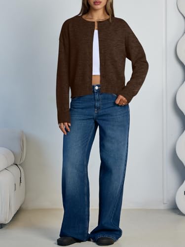 Image of Trendy Queen Cropped Cardigan Sweaters for Women Lightweight Y2k Fall Outfits Spring Fashion Clothes 2026