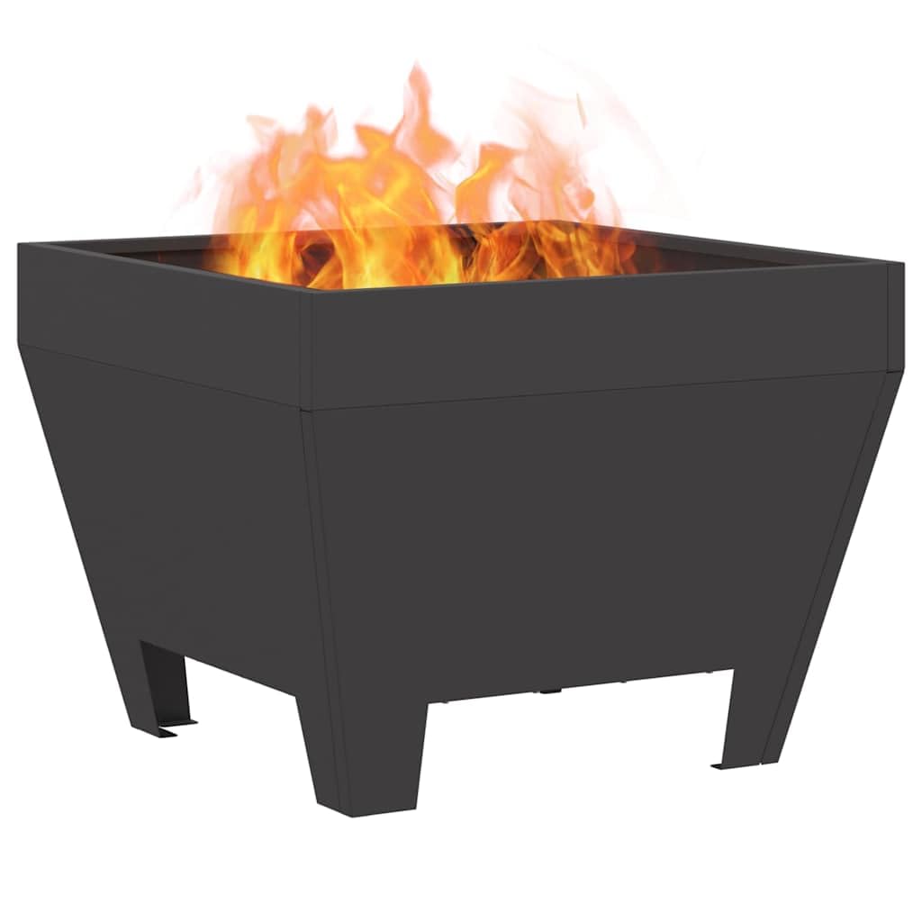 Brasero negro 50 x 50 x 38 cm de acero para jardín, terraza, exterior con protección contra la corrosión, resistente al calor, para reuniones al aire libre, portátil, resistente al calor a