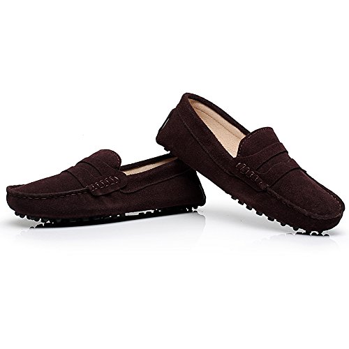 Image of ANUFER Women's Classic Suede Penny Loafers Comfort Handmade Slipper Moccasins