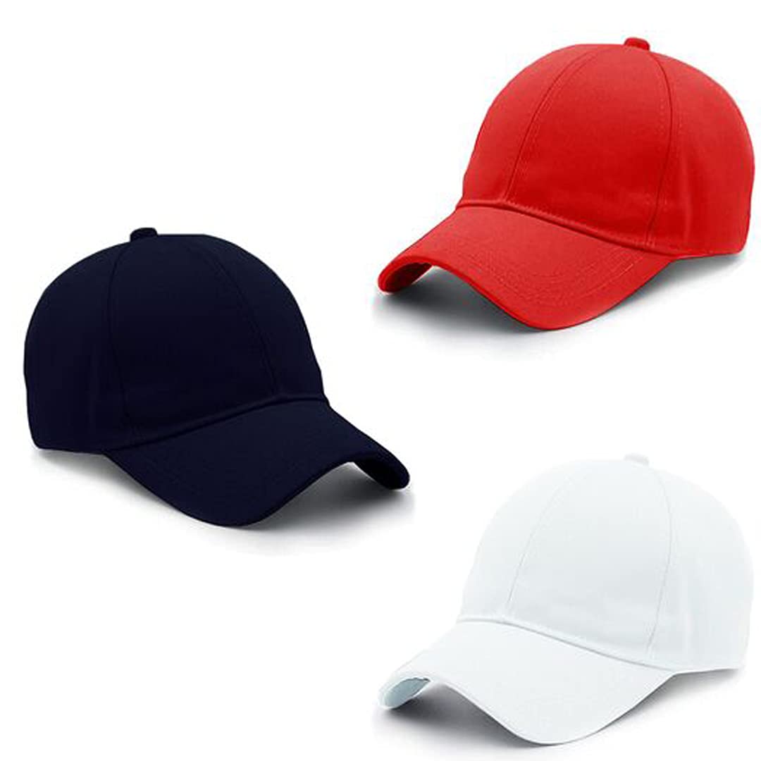 DAVIDSONUnisex Cotton Baseball Cap (Pack of 3) (NM-0098_White_Free Size)