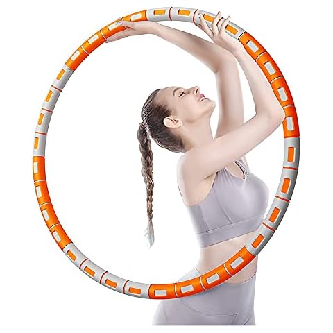 OUYAD Hula Hoop, Thin Waist Massage, 8-Section Detachable Stainless Steel Hula Hoop, Suitable for Adults And Children, Color: Blue, Orange,Orange Cover