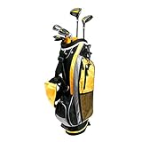 Intech Lancer Junior Golf Set, (Right-Handed, Age 4 to 7, 17.5 degree Driver, 4/5 Hybrid Iron, Wide Sole 7 and 9 irons, Junior Putter, Yellow, Deluxe Stand Bag)