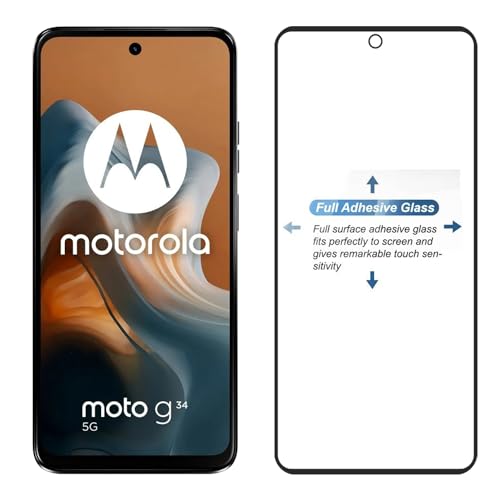 Image of POPIO Tempered Glass Screen Protector Compatible For Motorola Moto G34 Cellphone(Black) With Edge To Edge Coverage And Easy Installation Kit