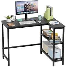 43Inch Corner Computer Desk, Gaming Desk with Reversible Storage Shelves Left/Right,Small L Shaped Desk with 2-Tier Shelves & Adjustable Feet Pad for Home Office Gaming 39 Inch