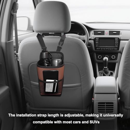 Portavasos grande 2 en 1 para auto con bolsa lateral ajustable miniatura 5