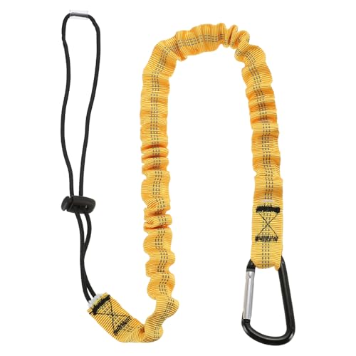 Image of MECCANIXITY Retractable Tool Lanyard 3ft with Single Aluminum Buckle and Adjustable Loop End, Maximum Weight Limit 10KG / 22lb, Safety Fall Protection Tools Leash, Yellow