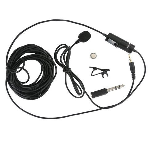 JJC SGM-38 Omnidirectional Lavalier Tie Clip Collar Microphone for Camera camcorders with 3.5mm 1/4 mic Jack