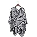 Women Imitation Cashmere Capes Autumn Winter Warm Travel Shawl Split Thick Plaid Scarf All-match Ponchos (Color : Gray Size : 145 * 130cm) (Gray 145 * 130cm)