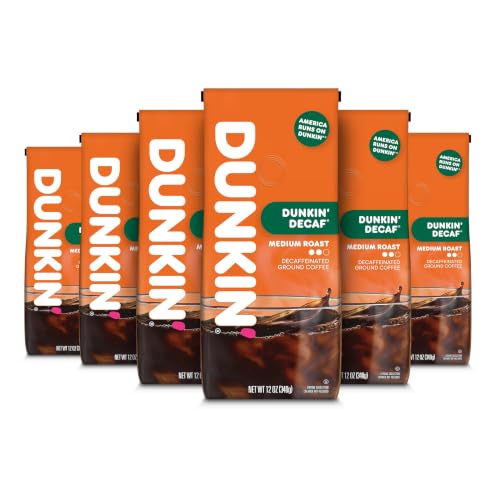 Dunkin’ Decaf Medium Roast Ground Coffee, 12 Oz. Bags (Pack of 6) - image 1