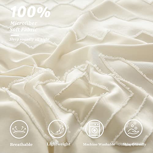 Wuruibo King Size Comforter Set,7 Piece Bed In A Bag White Tufted Comforter And Sheet Set,Soft Microfiber Boho Bedding Comforter Set For All Season(White,King) #TOP3