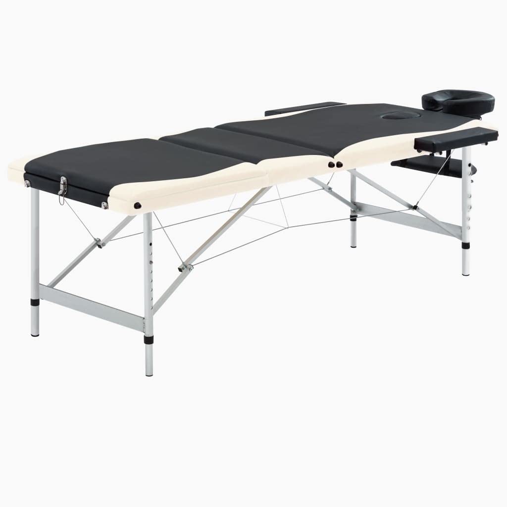 Table de Massage Pliable 3 Zones Aluminium Noir et Beige,Santé & beauté,Hygiène personnelle,Massage & Relaxation,Tables de Massage,17.1 kg-110237