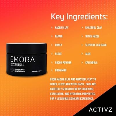 ACTIVZ Emora Purifying Mud - Skincare Mask with Kaolin Clay, Papain, and Honey to Remove Impurities, Exfoliate, and Promote Radiance - 26g