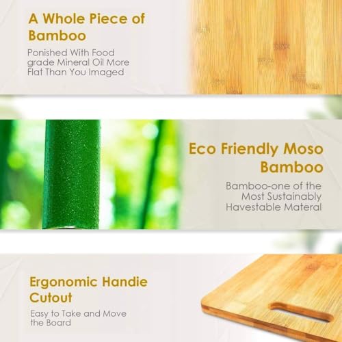 Image of Bamboo Cutting Board 32 x 22 cm for Kitchen | Wooden Chopping Board for Vegetables, Fruits & Meat | Eco-Friendly, Knife Friendly, Durable & Easy to Clean | Smooth Hygienic Surface