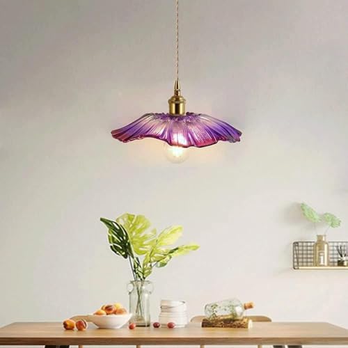 Lustre fleur rétro en verre violet pour une ambiance chaleureuse - 5
