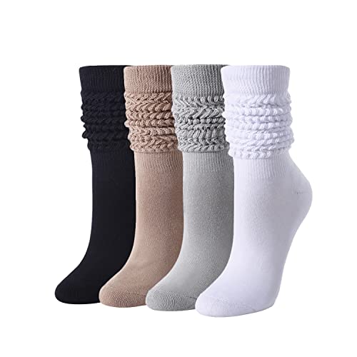 Zmart Women s Slouch Socks Scrunch Socks Slouchy Scrunchie Boot Socks 4 Pairs
