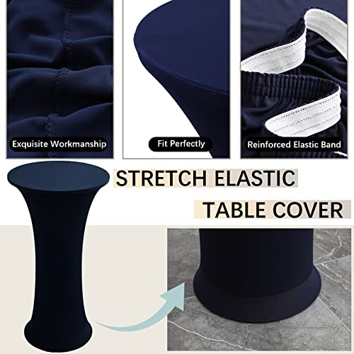 Image of Cocktail Table Covers - 2 Pack 24 inchx43 inch Fitted Highboy Table Cloth - Navy