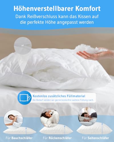 Kissen 50x80 VERDA, Made in Germany & 100% nachhaltig, Ergonomisches Kopfkissen 50 x 80 aus recyceltem Material, Höhenverstellbar für Bauch-, Rücken- & Seitenschläfer, Schlaf-Kissen für Allergiker