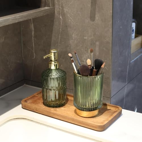 Image of Bathroom Rectangular Vanity Tray, for Counter, Toilet Tank, Wood Bathroom Tray for Organizing and Home Decor (9.8 x 5.1 x 0.8 inch)