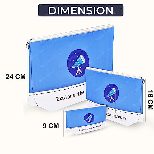 Image of FunBlast Multipurpose Canvas Pouch - Pack of 3 Pcs Pouch with Zipper Lock, Stationary Organizer Pouch, Travel Accessories Pouch Bag, Cosmetic Bag, Money Purse, Handbag (Universe)