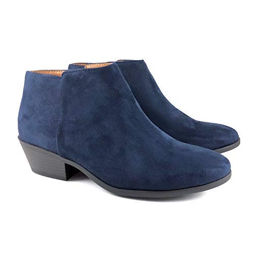 Image of Soda Women's Mug Round Toe Faux Suede Stacked Heel Western Ankle Bootie