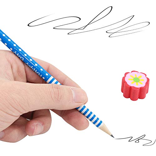 Etmact 24 Pack Kids Wooden Pencils,Colorful Stripe Pencil with Cute Animals Eraser for Children And School Supplies Pencil Pencils For Kids Pencil Erasers Pencil With Eraser Cute Pencil