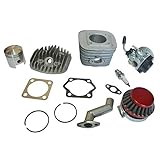 kit motor gasolina para bicicleta 80cc 1 pistón de 47 mm, 1 bujía, 1 filtro y colector de admisión (con junta), 1 carburador, 1 filtro de aire.
