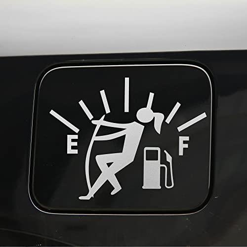 Fehlot 2Pcs Funny Car Stickers, Car Fuel Gauge Cap Decal, High Gas Consumption Fuel Tank Cover Stickers For Women, Funny Fuel Gage Empty Decal Fit Cars, Trucks, Motorcycle, Suv(White/Girl) #TOP3
