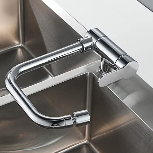 Vorfenster Küchenarmatur, Klappbarer Wasserhahn Küche Chrom Waschtischarmatur Messing Schwenkbar Wasser Kalt und Heiß Spültischarmatur Unterfenster Cover
