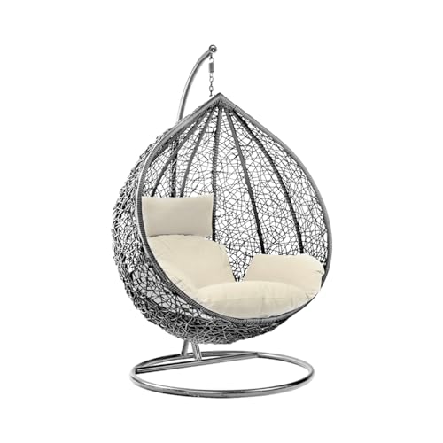 Rattan Swing Egg Chair Garden Swing Chair Patio Hanging Chair Indoor/Outdoor Hanging Hammock with...