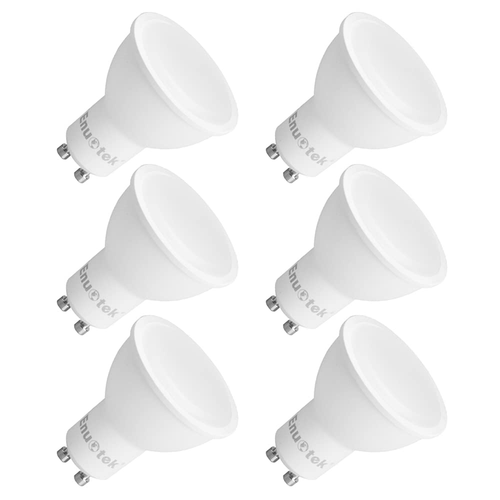 ENUOTEK GU10 LED Spot Light Bulbs, Daylight 6000K, 7W 650Lm, 100%-50%-15% Step Dimmable by ON/Off Switch not by Dimmer, 120° Wide Lighting Angle, 60W Halogen Lamp Equivalent 6 Pack