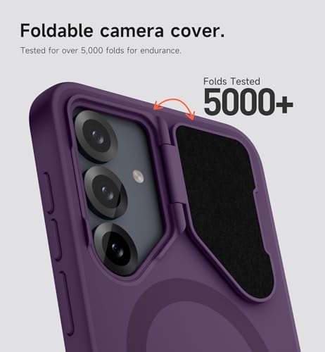 Image of SURITCH for Samsung Galaxy S25 FE Phone Case, Magnetic Protective Cover with Camera Cover & Adjustable Metal Kickstand for Galaxy S25 FE (2025)-Dark Purple