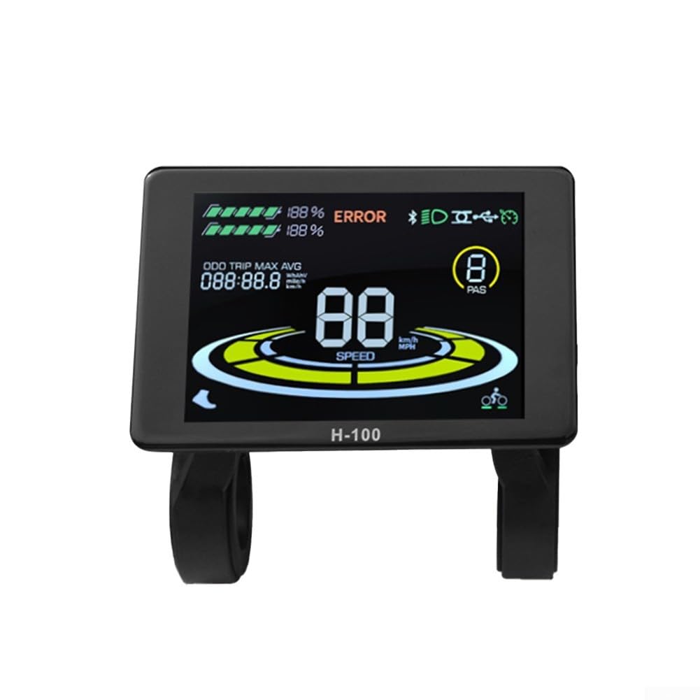Pantalla LCD H-100 para e-bike de 24V a 72V con velocímetro resistente al agua