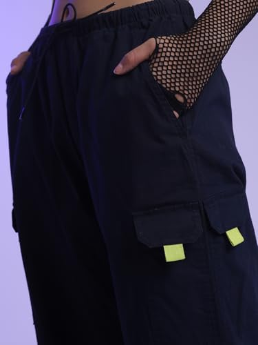 Image of Tokyo Talkies Baggy Loose Fit Parachute Trousers |High Rise with Drawstrings|Elasticated with Side Pockets