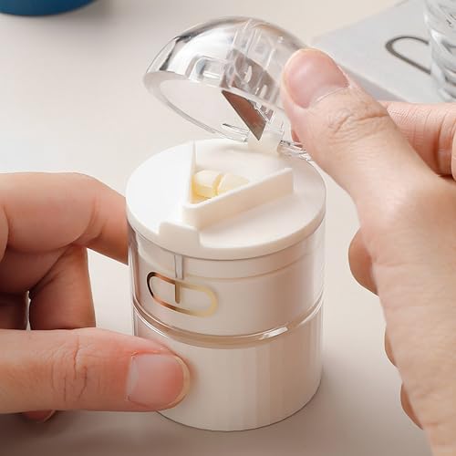 MZSX 4 en 1 Trituradora Multifunción Tableta, Trituradora y cortador de píldoras con agarre en V, Cut Tablets divisor caja de almacenamiento perfecto para el hogar y el viaje, para Ancianos y Bebés