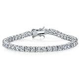 Metal Masters 10 Carats 925 Sterling Silver and Round-Cut Cubic Zirconia Eternity Tennis Bracelet 4mm 7.25